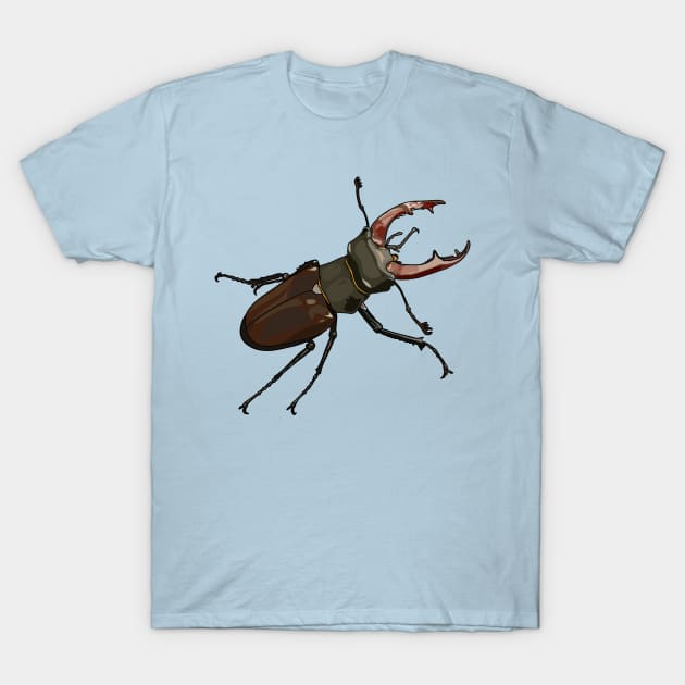 Stag beetle cartoon illustration T-Shirt by Miss Cartoon